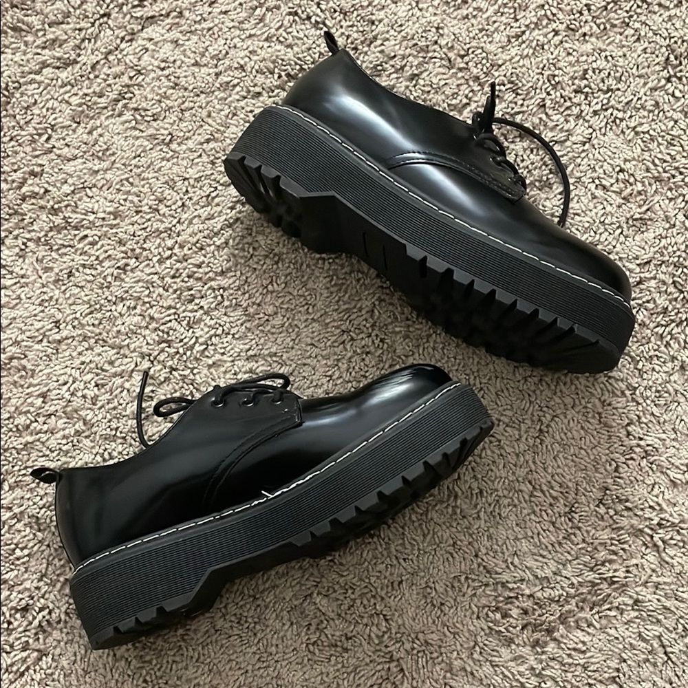 Black Platform Lace-Up Shoes